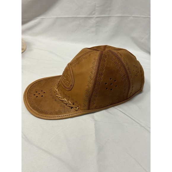 Handmade Cuban Leather Baseball Cap Hat Souvenir Tooled Embossed Adjustable - Picture 5 of 14
